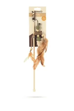Beeztees Catnip+Matatabi Hengel+Veren - Kattenspeelgoed - 40 cm Rechtstreeks Van De Fabrikant
